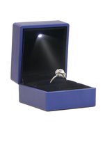 Ring doosje met LED verlichting- blauw, huwelijk, verloving, aanzoek, ringdoosje, led-lichtje, valentijnsdag, voorstel, lampje, cadeau, liefde, sieraadendoos, opbergdoos, juwelendo