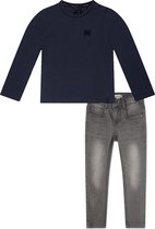 Koko Noko BIO Basics Set(2delig) Jeans NOX GREY en Shirt LS Navy - Maat 74/80