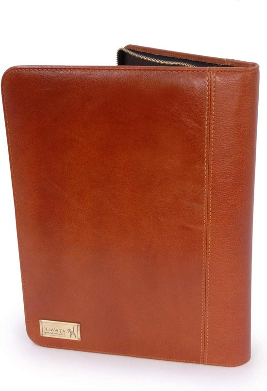 Foto: A4 conference folder with zipper closure business organiser executive documents holder presentation portfolio luxury leather chloe tan