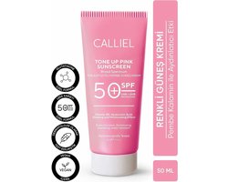CALLIEL Tone Up Rink Sunscreen - Tone-egaliserende, Verhelderende SPF 50+ UVA UVB-Bescherming gekleurde Zonnebrandcrème met Glutathion Vitamine B5 Stralend Hydraterent en hyaluronzuureffect voor Gezicht en Lichaam50 ML