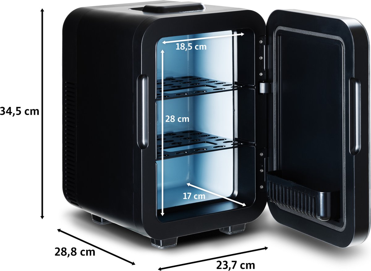 Labirent LMK10-ZW3 - Mini Koelkast - 10 Liter - Zwarte Glazen Deur - Mat Zwart - Mini Beauty Fridge - Modern — afbeelding 2