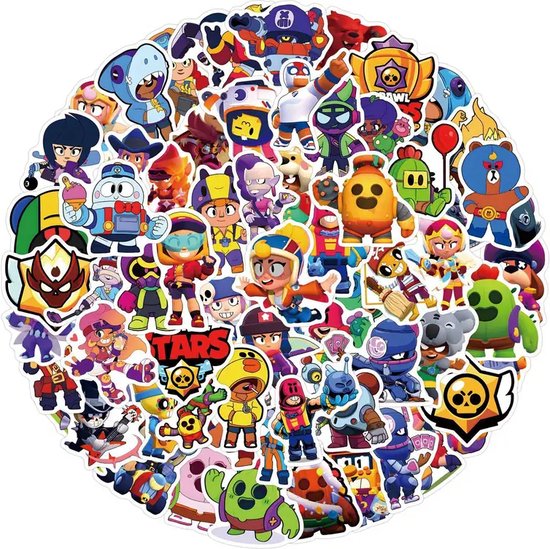 Foto: Brawl stars stickers stickervel xl waterproof 110 stuks pvc herbruikbaar kinderstickers broodtrommel drinkfles tablet hoesje schoolspullen decoratie spike nita leon crow el primo