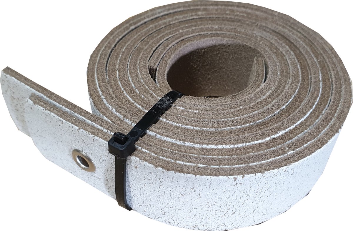 HOUT-ART Set leren plankdragers wit gevlamd / craquelé / relief 85cm lengte, 3cm breedte