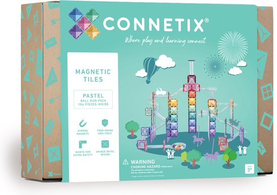 Foto: Connetix magnetisch tegels pastel ball run pakket 106 stuks