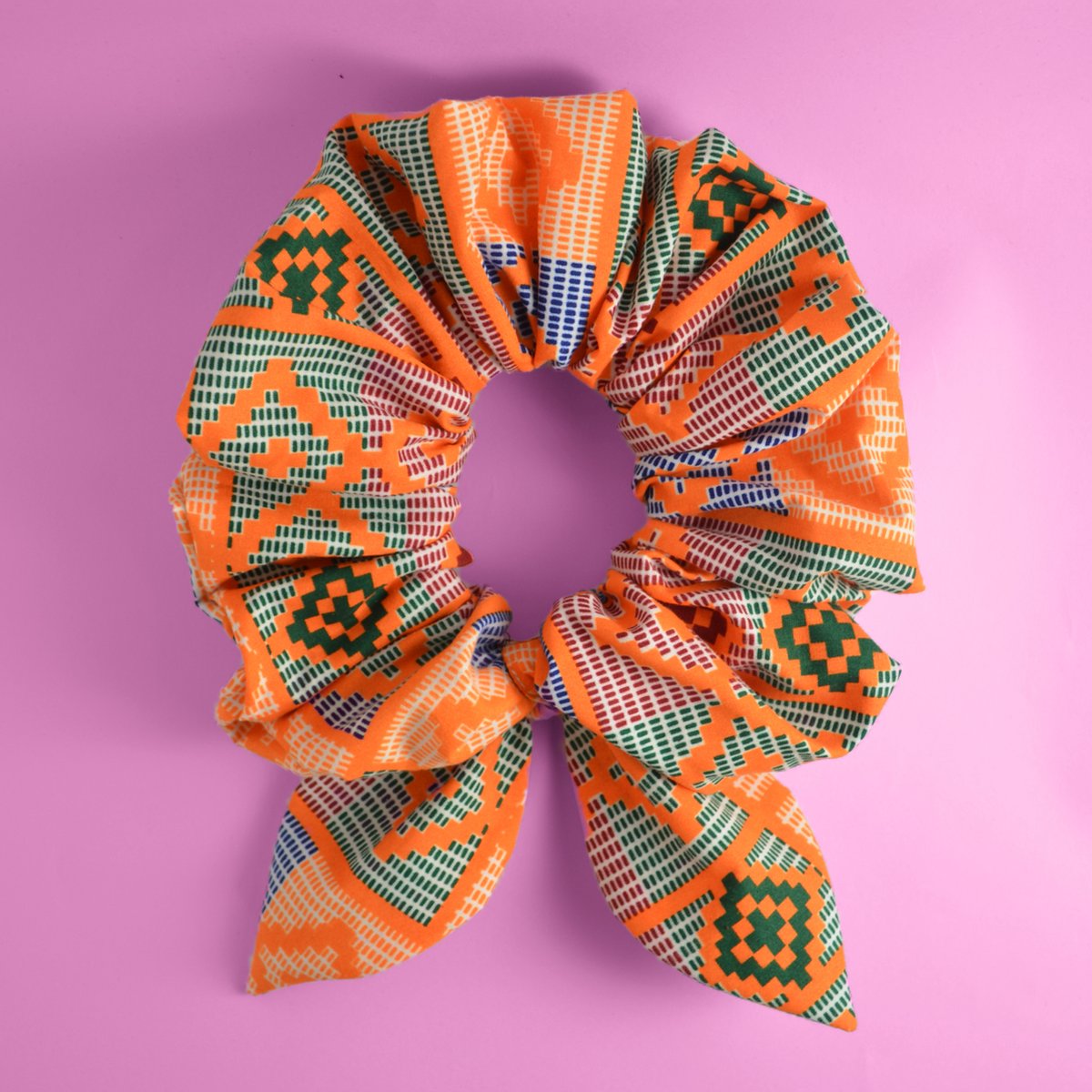 XXL Scrunchie met Bunny Ears - Tangerine Diamond