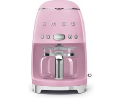 SMEG DCF02PKEU Filterkoffiemachine - Koffiezetapparaat - 10 Koppen - Warmhoudfunctie 40 min - Aroma Instelling - Programmeerbare Startfunctie - 50’s Style - Roze