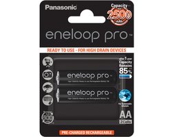 Panasonic eneloop pro, voorgeladen, blisterverpakking 2-pack BK-3HCDE/2BE oplaadbare batterij NiMH, Mignon, AA, HR06, 1.2V en 2500mAh