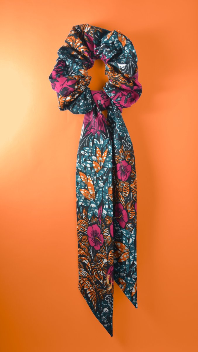 XXL Scrunchie Set met Bunny Ears & Shawl - Jungle Rooster