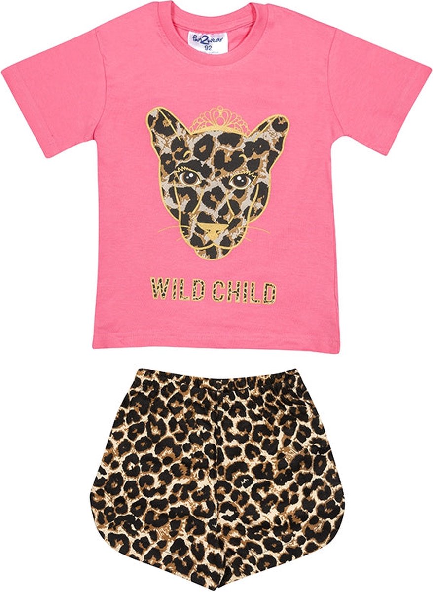 Fun2Wear - Wild Child Shortama Teen | Roze - Katoen - Maat 152