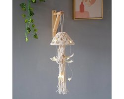 Kwallenvorm Geweven wandtapijt Handgeweven Moderne Hangende Stijl Wanddecoratie Lange Kwasten Ambachtelijke Ornamenten (Exclusief lichtstrip)