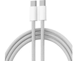 Viewr - Braided USB-C naar USB-C kabel - 1 Meter - Oplader Kabel - Snel Lader - Gevlochten Kabel - 60W geschikt voor Apple iPhone 15 Series & 16 Series & 17 Series