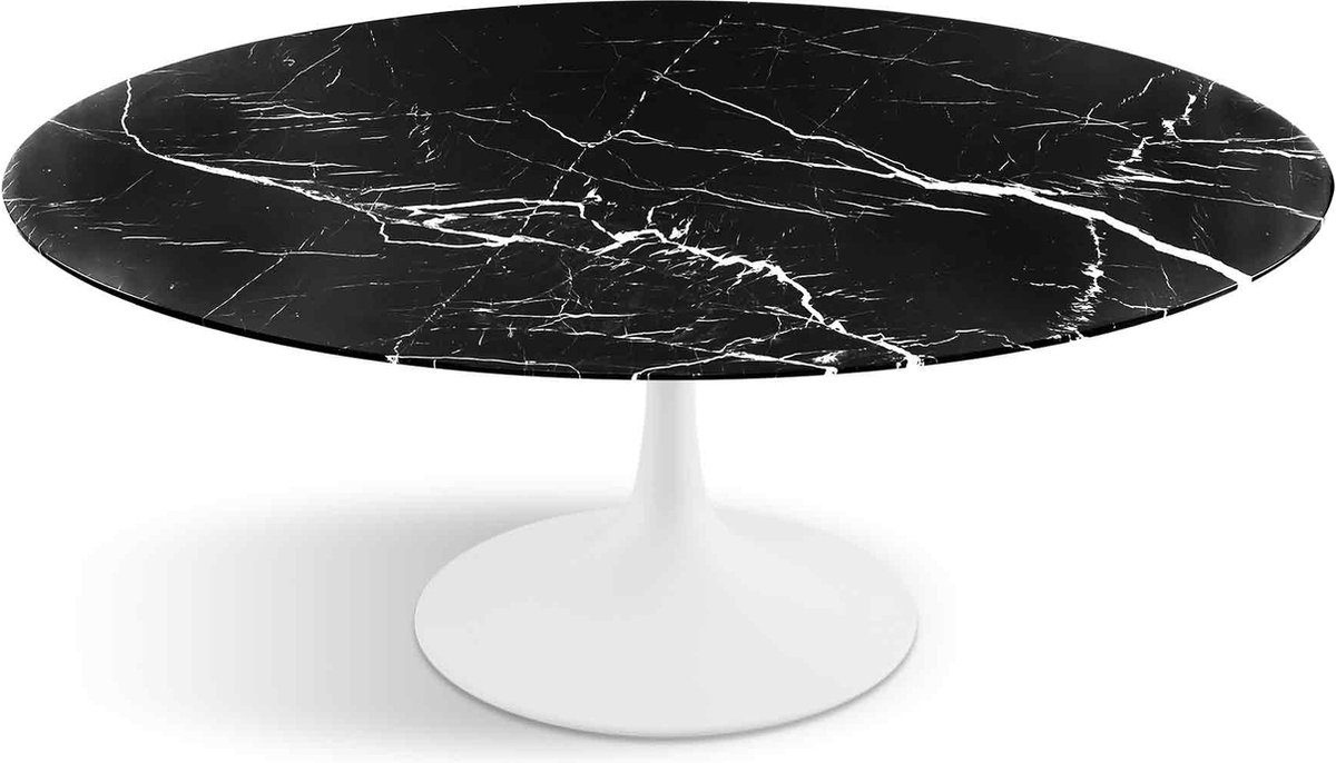 Flute Eettafel Zwart Marmer Ovaal