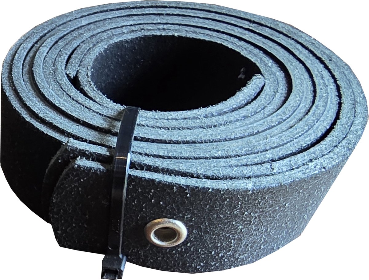 Set leren plankdragers zwart gevlamd / craquelé / relief  85cm lengte, 3cm breedte - HOUT-ART