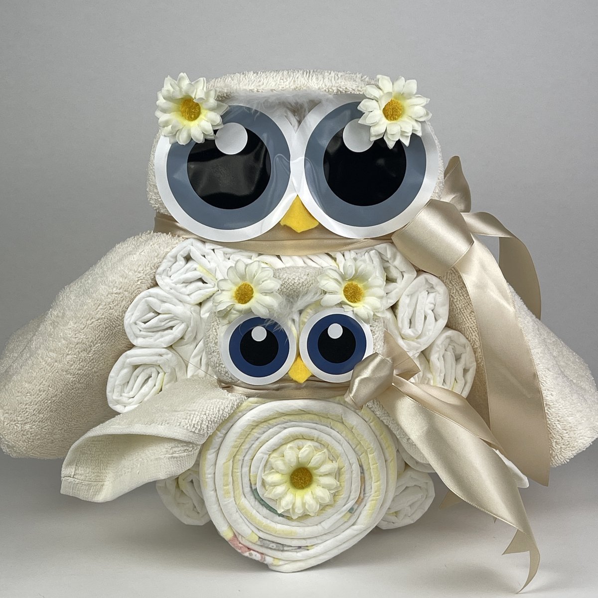 Goedkoopste Chouette-Chouette | Luiertaart Uil Luieruil Neutraal | Kraamcadeau | Geboorte Jongen Meisje | Babyshower | Ecru