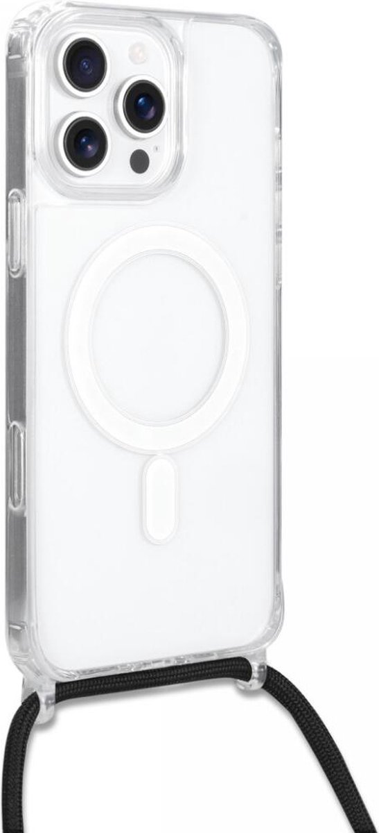 Yichxu Coque Pour IPhone 16 Pro Avec Cordon, Souple Silicone Housse Avec Bandoulière En Nylon, Réglable Lanyard Case Avec Motif Coeur D'amour, Etui Antichoc Protection Pour IPhone 16 Pro, Noir