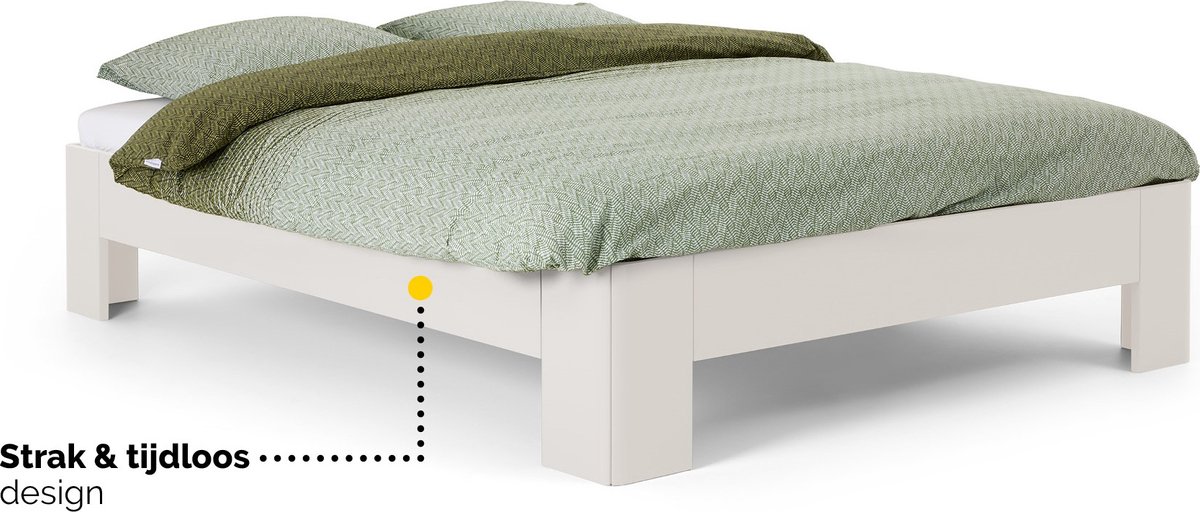 B Bright Fresh 400 Bed 180 x 210 cm - Bedframe Wit - Bedombouw - Instaphoogte: 40cm - Tweepersoonsbedden