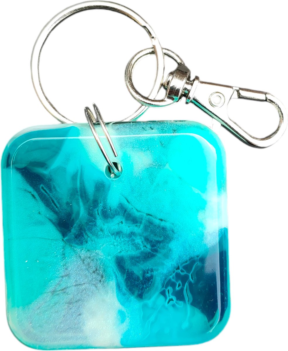 Resin Art JR: Unieke handgemaakte Epoxy Sleutelhanger / Sleuteltag met Karabijnhaak (eventueel te personaliseren)