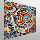 Modern aboriginal schilderij | Hedendaagse inheemse kunst met een moderne en eigentijdse twist | Kunst - 20x20 centimeter op Dibond | Foto op Dibond