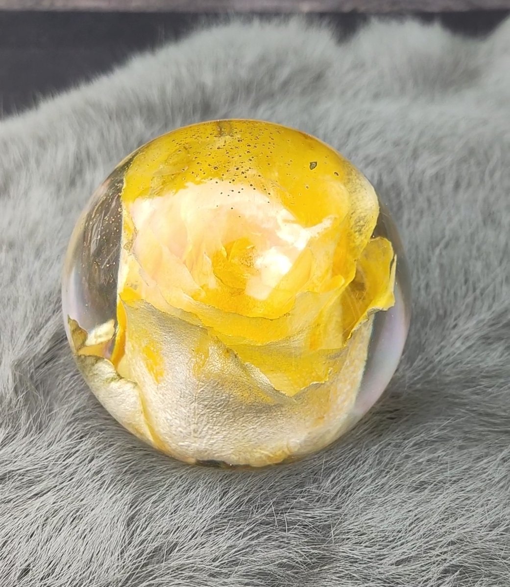 Resin Art JR: Unieke gedroogde Gele Roos in Bol