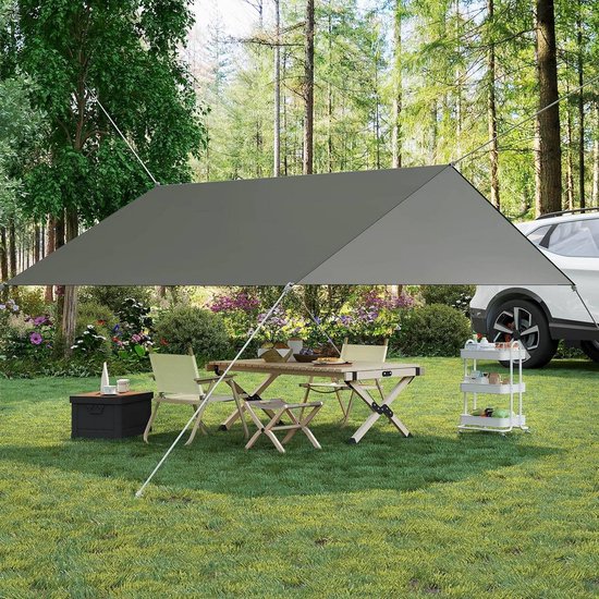 Naturehike Tentzeil, camping, tentzeil, 3 x 5 m, UPF50 , winddicht, zonwering voor outdoor, picknick, wandelen, tuin, feest (zilver, 5 x 3 m