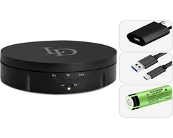Elektrisch draaiplateau met batterij - Draadloos draaiplateau zwart 14,6 cm - Draaischijf draadloos - Elektrisch draaiplateau - Draaiplateau voor fotografie - Draaiplateau voor producten - Draadloos