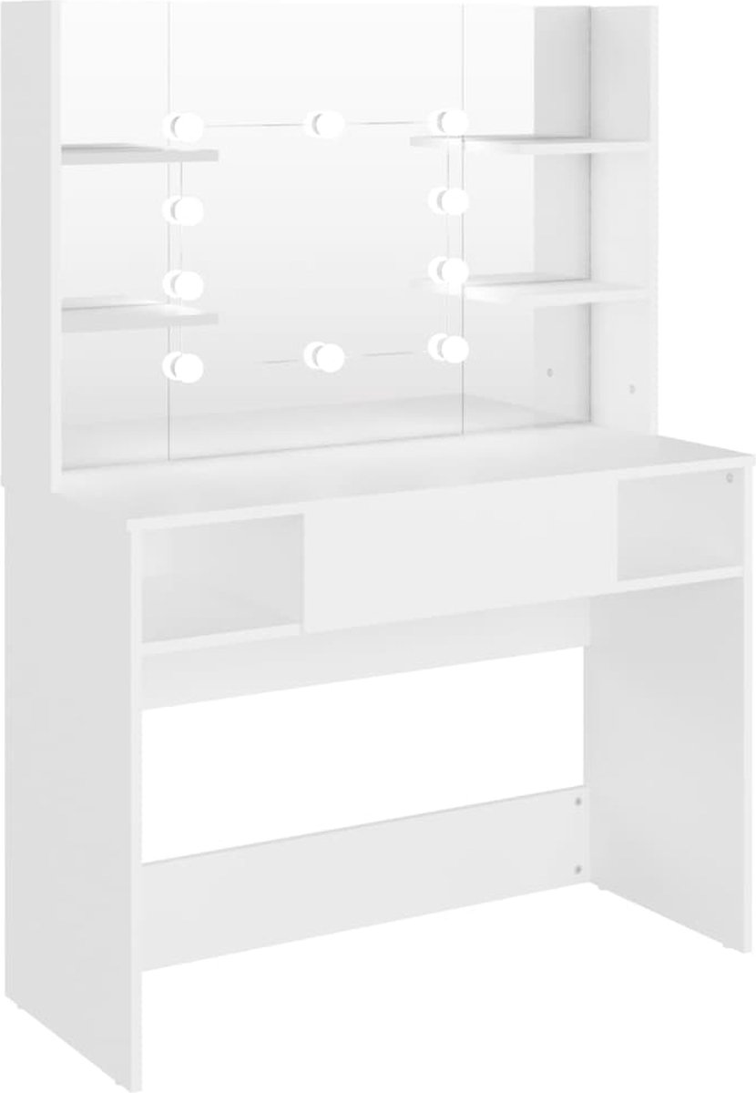 Kaptafel met spiegel en verlichting - Make up tafel - Make up - Toilettafel - Met lades - Wit