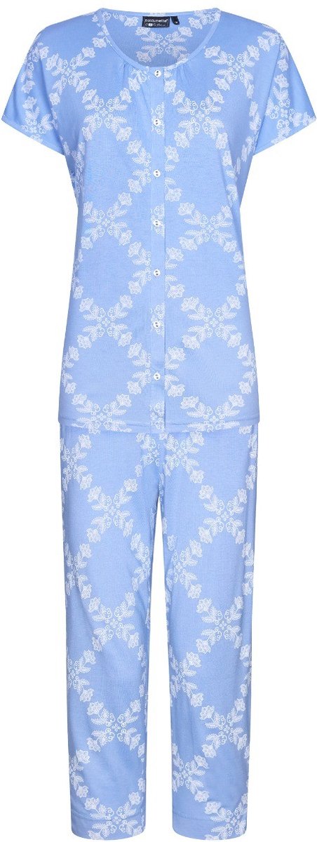 Pastunette Duurzame geruite doorknooppyjama - Blauw - Maat - 38