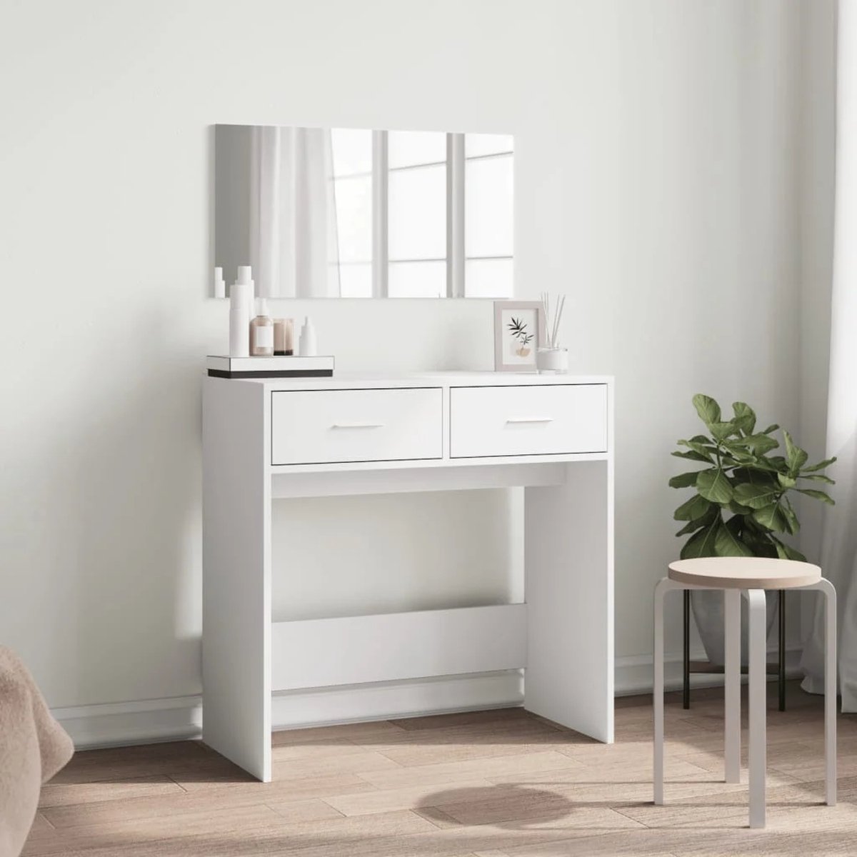 GranMaison Kaptafel Met spiegel - Make up tafel - Make up - Toilettafel - Met lades - Wit