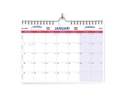 Huurdies® - Kalender 2025 - A4+ - 32x22.5cm - Nederlandse Feestdagen - Dagenteller - Weeknummers