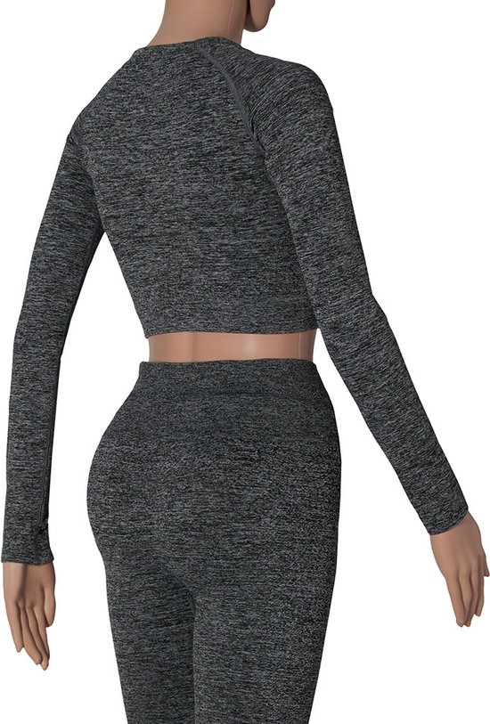 Xtreme - Ensemble de sport femme - Leggings/Crop Top - Anthracite - L - Leggings de sport - Crop top de Sport