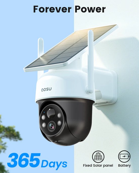 AOSU SolarCam D1 Classic - Beveiligingscamera - 2K Beeld - 2-Weg Audio - 360° Zicht & AI Tracking van Aosu — afbeelding 3