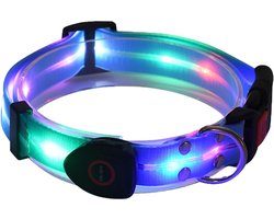 LED-Lichthalsband Voor Honden - Weerbestendig Halsbandlicht - Oplaadbaar En Verstelbaar - Nylon - Halsband Voor Honden - Halsband Hond - Waterdicht Gloeiend - Perfect Voor Huisdieren Nachtwandelingen, Buitenshuis - Blauw - Oplaadbaar Via USB