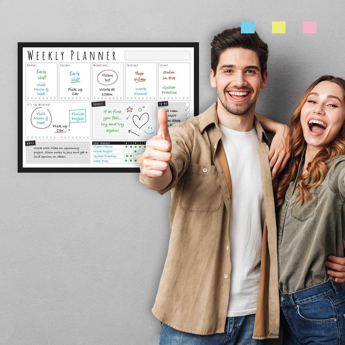 WallTAC A3 Wochenplaner, Whiteboard-Aufkleber für die Wand, hergestellt in Großbritannien, leicht zu entfernender trocken abwischbarer Kalender mit wiederverwendbarem Klebstoff, Familienessenplaner WallTAC A3 Wochenplaner, Whiteboard-Aufkleber für die Wand, hergestellt in Großbritannien, leicht zu entfernender trocken abwischbarer Kalender mit wiederverwendbarem Klebstoff, Familienessenplaner
