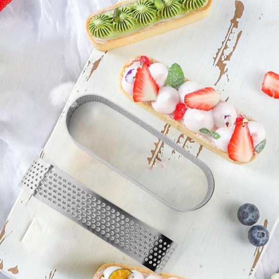 5 cercles à tartelettes de 6 cm en acier inoxydable perforé, moules à tartelettes, quiches