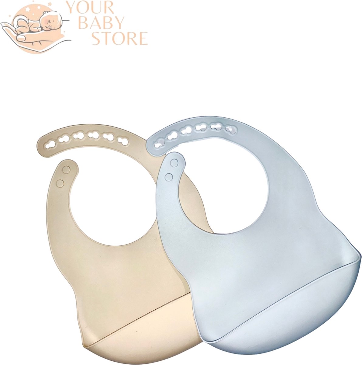 Goedkoopste Baby slabset duo - Blauw - siliconen - YOURBABYSTORE