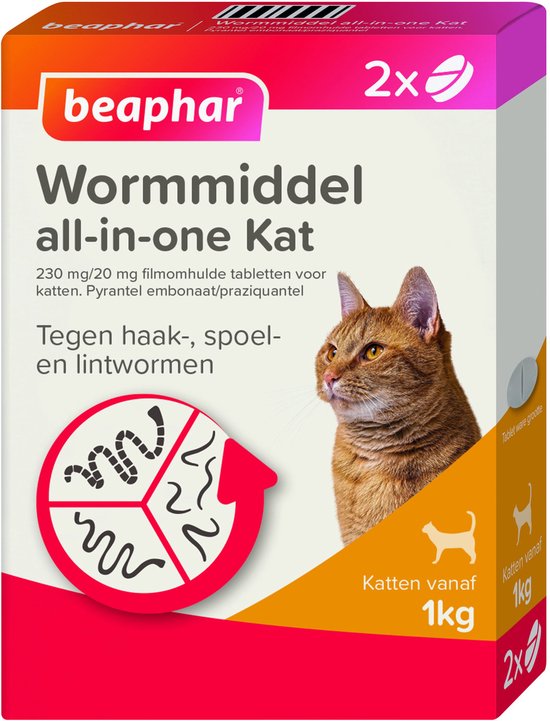 Beaphar All-in-one Ontworming Tabletten Kat Vanaf 1 kg - 2 tabletten