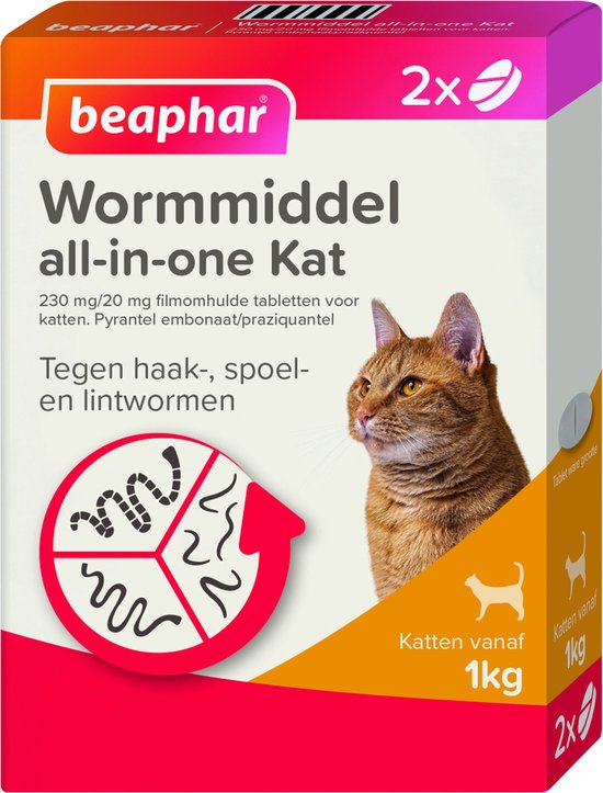 Beaphar Wormmiddel All-In-One Kat - Anti wormenmiddel - 2 stuks