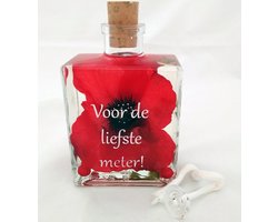 Olielamp 'Voor de Liefste Meter' (200 ml) - Meter Cadeau - Rode Klaproos - Woondecoratie - Sfeer & Gezelligheid - Exclusief Cadeau - Tafeldecoratie