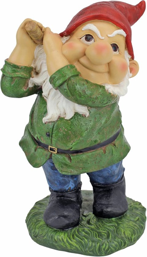 Design Toscano Gartenzwerg 'Bigey Burt' – 30 Cm, Polyresin, Bunt, Lustiger Golf-Zwerg