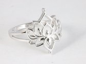 Opengewerkte zilveren lotus bloem ring - maat 22