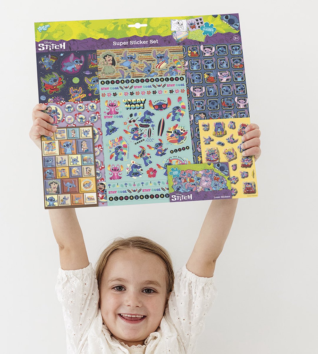 Disney Stitch stickers - Totum super stickerset XL 7 vellen | speelgoed knutselen en stickeren meisjes en jongens - incl. luxe stickers en spelletjes — afbeelding 13