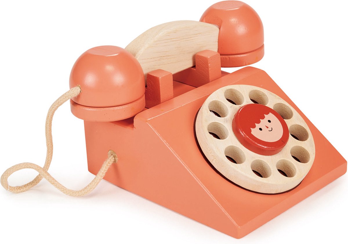 Mentari Rollenspel: RING RING TELEFOON 15x12,5x8,5cm, in hout, in doos, 2+