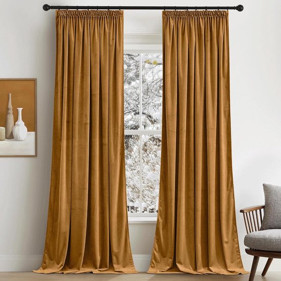 Melodieux Gordijnen voor woonkamer, wit, gordijnen met haken voor rail, 225 x 140 cm (h x b), 2-delige set