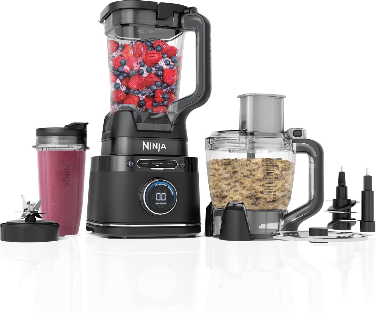 Ninja Detect 3-in-1 Foodprocessor Blender en Smoothie Maker - BlendSense Technologie - 2024 Model - IJscrusher - 1200 Watt - TB401EU