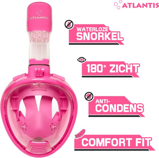 Atlantis 2.0 Full Face Mask Kids - Masque de plongée avec tuba - Enfants - Rose