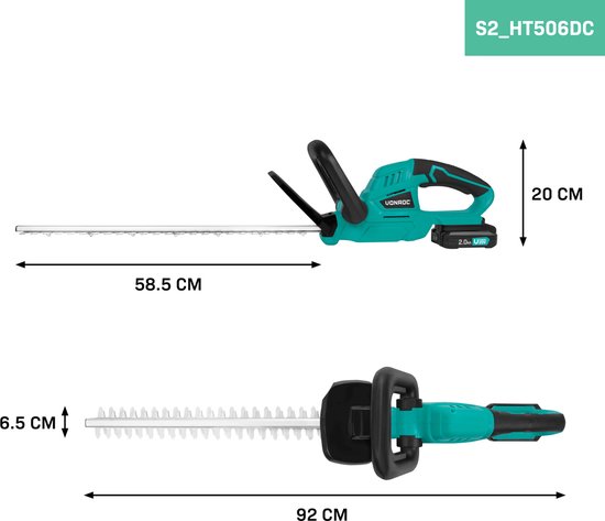 VONROC Accu Heggenschaar 20V - Zwaardlengte 520mm - Snijbreedte 14mm - Incl. 2x 2.0Ah Ac-cu’s en snellader van VONROC — afbeelding 5