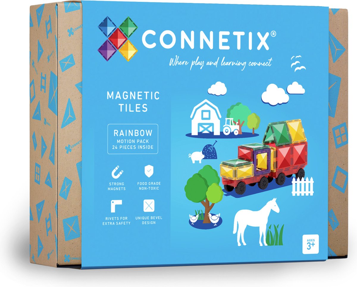 CONNETIX - Magnetisch Tegels - Regenboog Bewegingspakket - 24 Stuks - Magnetisch Speelgoed