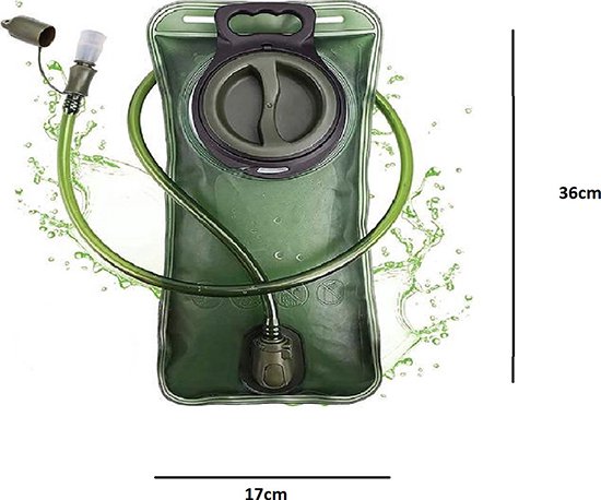 FEDEC Rugzak Waterzak - Backpack - Met slangetje - BPA Vrij - 2 Liter - Groen van FEDEC — afbeelding 2