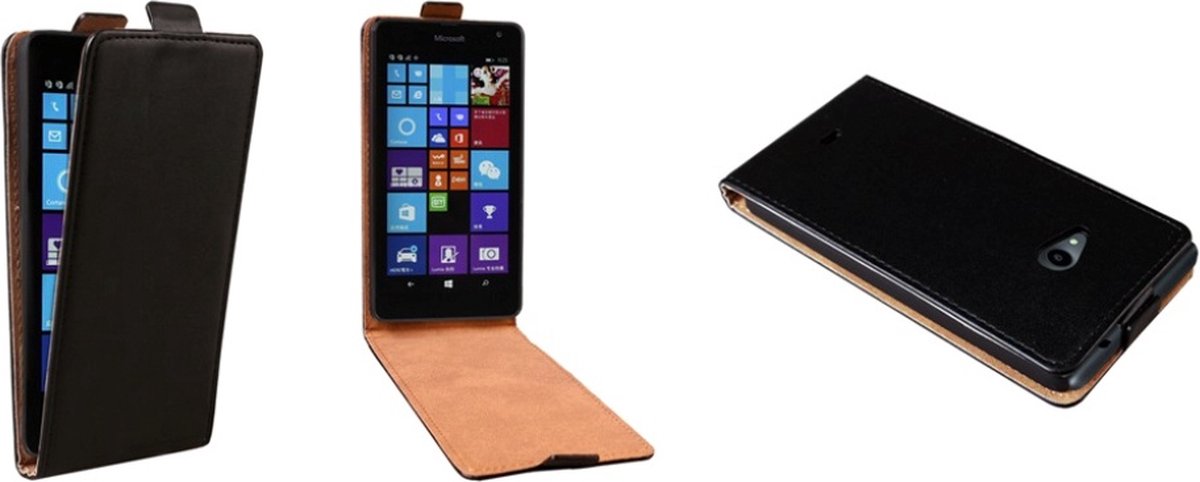Flip Case voor Microsoft / Nokia Lumia 535 zwart ultradun