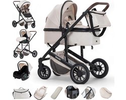 Lunola Luna - Kinderwagen 3-in-1 - incl. autostoel - 0-22kg - XXL - Wandelwagen - Multifunctionele Buggy 3in1 - Wit